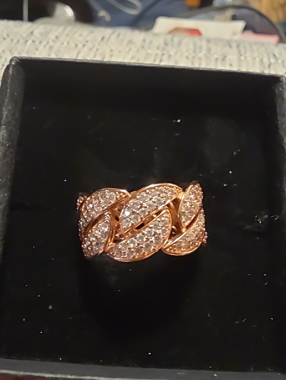 Bomb Party,size 10,Rose Gold Plated,CZ Pavé Link Statement Ring - Women Jewelry